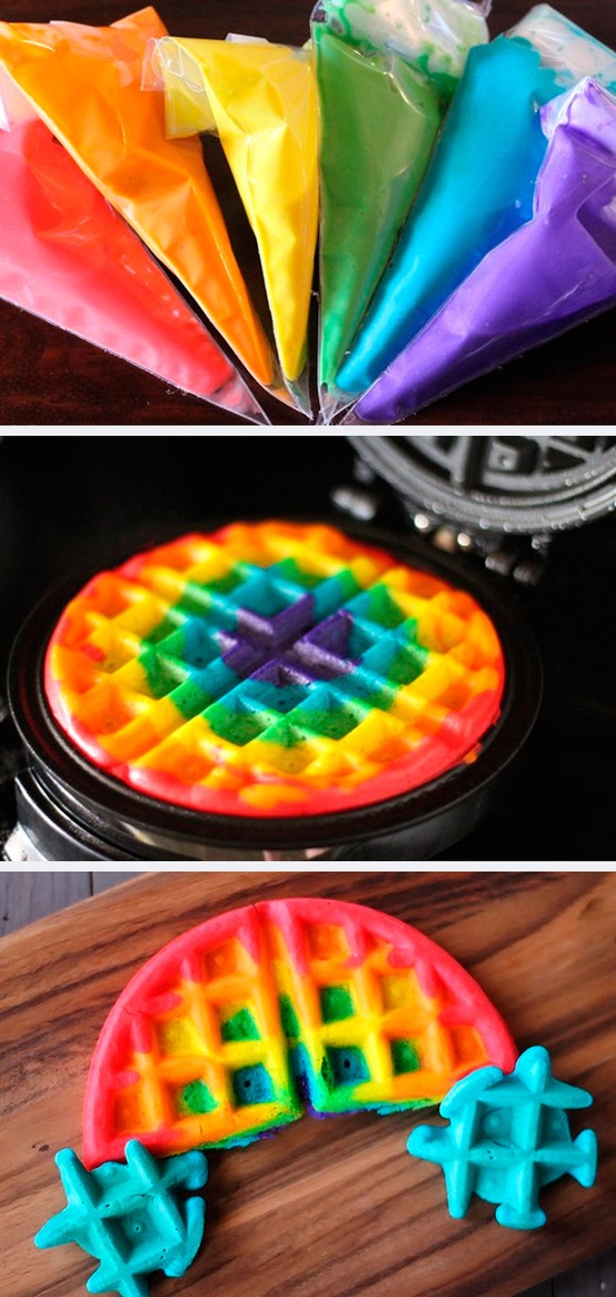 Rainbow waffles